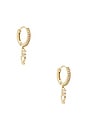 view 1 of 3 Double Cz Dangling Drop Huggie Earring in Gold
