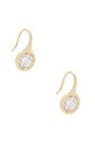 view 1 of 3 Cz Rounded Bezel Fish Hook Huggie Earring in Gold