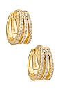 view 1 of 2 BOUCLES D'OREILLES TRIPLE RANG PAVÉ in Gold