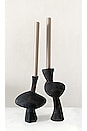 view 2 of 2 Venuss Candlestick Holder in Black & Brown Textured