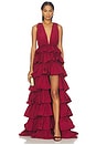 view 1 of 3 Henriette Ruffle Gown in Burgundy