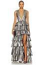 view 1 of 4 Henriette Ruffle Gown in Gun Metal