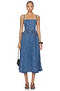view 1 of 3 Eryn Midi Denim Dress With 3d Rose Detail in Blue Denim