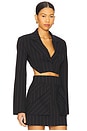 view 2 of 4 Anya Navy Pin Stripe Blazer in Navy & Brown