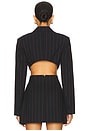 view 3 of 4 Anya Navy Pin Stripe Blazer in Navy & Brown