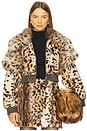 view 1 of 5 Valde Faux Fur Lynx Bomber Jacket in Tan & Brown