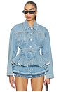 view 1 of 6 Alex Peplum Denim Jacket in Sky Blue Denim