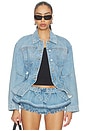 view 2 of 6 Alex Peplum Denim Jacket in Sky Blue Denim