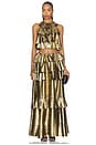 view 5 of 6 Vilhelmine Gold Tiered Skirt in Metallic Gold
