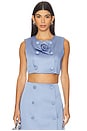 view 1 of 4 Edie Dutchess Satin Top in Cornflower Blue