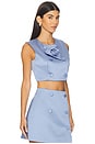 view 2 of 4 Edie Dutchess Satin Top in Cornflower Blue