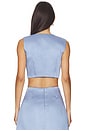 view 3 of 4 Edie Dutchess Satin Top in Cornflower Blue