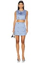 view 4 of 4 Edie Dutchess Satin Top in Cornflower Blue