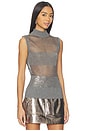 view 2 of 5 Leonora Ultra Fine Pointelle Top in Gun Metal