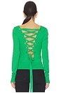 view 4 of 5 Lily Lace Up Knit Top in Green