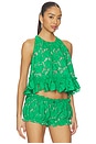 view 2 of 4 Mika Guipure Lace Halter Top in Green