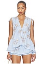 view 1 of 5 Lamia Poplin Top in Multi Blue