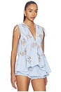 view 2 of 5 Lamia Poplin Top in Multi Blue