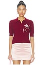 view 1 of 5 Ailey Cashmere Wool Blend Polo With Embroidery in Burgundy