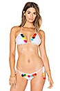 view 1 of 4 Pompom Bikini Top in White