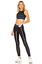 view 4 of 4 Varsity Crop Legging in Black & Wave Blue