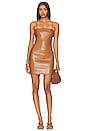 view 1 of 3 Kelly Faux Leather Mini Dress in Camel