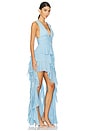 view 2 of 3 Holly Asymmetrical Ruffle Midi Dress in Mineral Blue