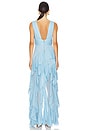 view 3 of 3 VESTIDO MIDI HOLLY ASYMMETRICAL RUFFLE in Mineral Blue