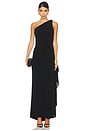 view 1 of 3 ROBE MAXI ANJA ONE SHOULDER DRAPED in Black