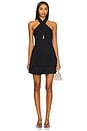 view 1 of 3 Evelina Halter Mini Dress With Scarf in Black