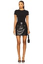 view 1 of 3 Sydney Faux Leather A Line Dress With Pocket in Black