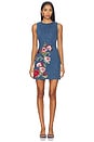 view 1 of 4 Cade Embroidered Sleeveless Denim Mini Shift Dress in Brooklyn Blue & Multi