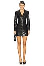view 1 of 3 Michelle Fitted Vegan Leather Blazer Dress in Black