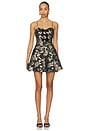 view 1 of 4 Daniela Bow Structured Mini Dress in Black & Gold