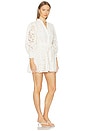 view 2 of 4 Lucy Embroidered Longsleeve Mini Shirt Dress With Tie Belt in Off White