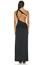 view 4 of 5 Gwendolyn Asymmetrical Cutout Midi Dress With Hardware Detail in Black & White