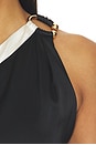 view 5 of 5 Gwendolyn Asymmetrical Cutout Midi Dress With Hardware Detail in Black & White