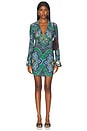 view 1 of 3 Freya Fitted Nipped Waist Button Down Mini Dress in Bon Voyage Deep Emerald