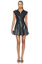 view 1 of 3 FAUX LEATHER PANELED CORSET FLARED MINI SHIRT DRESS KIM  in Black