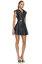 view 2 of 3 FAUX LEATHER PANELED CORSET FLARED MINI SHIRT DRESS KIM  in Black