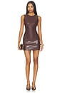 view 1 of 3 ROBE MINI IMITATION CUIR LENA  in Dark Chocolate