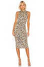 view 1 of 3 Delora Sleeveless Fitted Mock Neck Dress in Textured Leopard