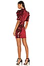 view 3 of 4 Brenna Sequin Fitted Puff Sleeve Dress in Bordeaux