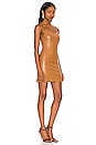 view 2 of 3 Nelle Vegan Leather Fitted Mini Dress in Camel