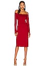 view 1 of 3 Dorinda Off The Shoulder Fitted Midi Dress in Deep Ruby