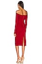 view 3 of 3 Dorinda Off The Shoulder Fitted Midi Dress in Deep Ruby