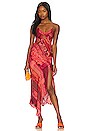 view 1 of 3 Harmony Asymmetrical Midi Dress in Vintage Summer Bright Coral