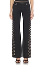 view 1 of 6 Roxie Low Rise Straight Flare Full Length Jean With Grommets in Black