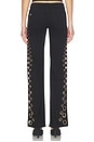 view 5 of 6 Roxie Low Rise Straight Flare Full Length Jean With Grommets in Black