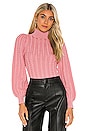 view 1 of 5 Esme Mock Neck Puff Sleeve Sweater in Rose